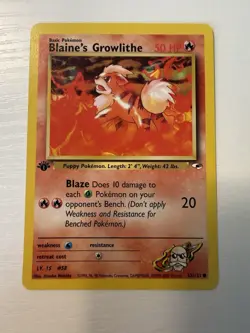 Pokemon TCG Blaine's Growlithe Gym Heroes 62/132 Regular 1st Edition Common - Image 1