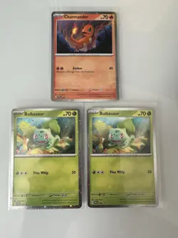 Pokemon 151 Promos - Bulbasaur and Charmander COSMOS Holo Poster Collection NM - Image 1
