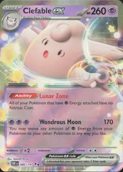 Clefable ex 082/197 Double Rare Obsidian Flames Pokemon Near Mint - Image 1