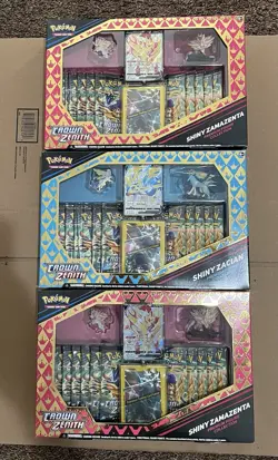 Pokemon TCG 2-Shiny Zamazenta 1-Shiny Zacian Premium Figure Collections Sealed - Image 1