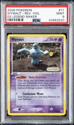 2006 POKEMON EX LEGEND MAKER #71 WYNAUT-REVERSE FOIL PSA 9 - Image 1