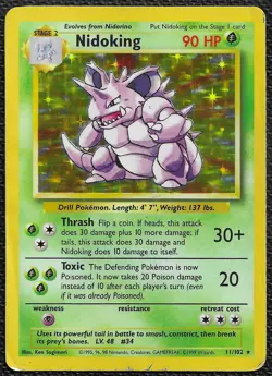 1999 POKEMON BASE SET UNLIMITED NIDOKING 11/102 HOLO HOLO DMG - Image 1