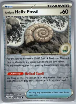Antique Helix Fossil 153/165 Reverse Holo Scarlet & Violet 151 - Pokemon - NM - Image 1