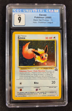 2000 Pokemon League Black Star Promo Holo Eevee #11 CGC MINT 9 - Image 1