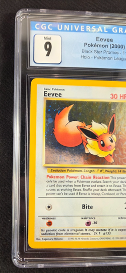 2000 Pokemon League Black Star Promo Holo Eevee #11 CGC MINT 9 - Image 2
