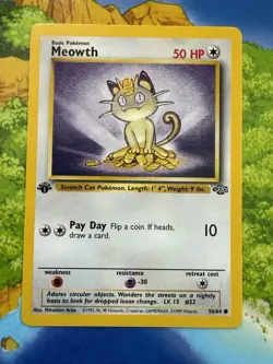 Pokemon 1st Edition Meowth Jungle 56/64 Common Lightly Played - Image 1