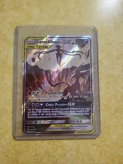 FULL ART Espeon & Deoxys GX ULTRA RARE Tag Team SM240 Holo Foil Promo Pokemon LP - Image 1