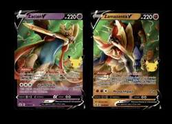 Zacian V 016/025 & Zamazenta V 018/025 Ultra Rare Celebrations Pokemon Card - Image 1