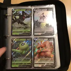 Pokemon TCG Mixed Card Lot Holo V Zarude Arceus Celebi in Pikachu Binder - Image 2