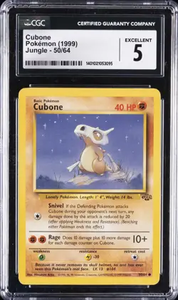 1999 POKEMON JUNGLE #50 CUBONE CGC 5 - Image 1