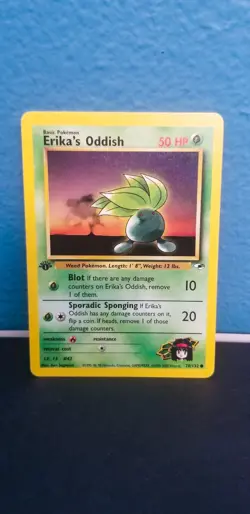 Pokemon TCG Erika's Oddish 78/132 1st Edition Gym Heroes Common Vintage LP - Image 1