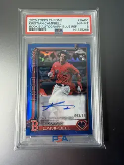 2025 Topps Chrome Kristian Campbell #RA-KC Rookie Auto Blue Refractor /150 PSA 8 - Image 1