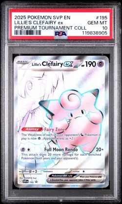 2025 POKEMON SVP EN-SV BLACK STAR PROMO #195 LILLIE'S CLEFAIRY EX PSA 10 - Image 1