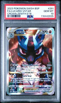 PSA 10 LUCARIO VSTAR SWSH291 2023 POKEMON SWORD & SHIELD CROWN ZENITH ETB PROMO - Image 1