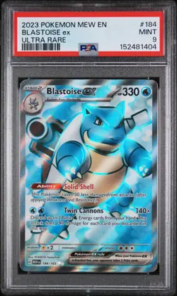 2023 Pokemon TCG Blastoise ex Ultra Rare Holo 184/165 SV 151 PSA 9 - Image 1