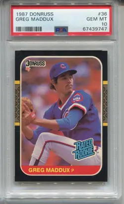 1987 Donruss Greg Maddux Rookie Card PSA 10 Gem Mint Graded Basball #36 - Image 1