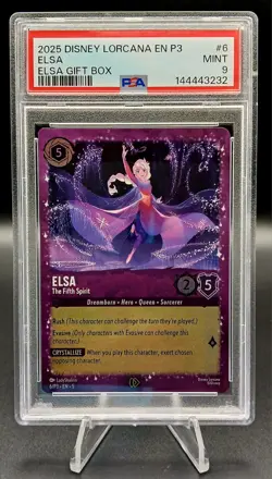 2025 DISNEY LORCANA EN P3-PROMO ELSA GIFT BOX #6 ELSA - THE FIFTH SPIRIT PSA 9 - Image 1