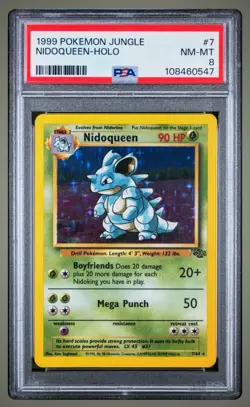 🦖 Nidoqueen #7 Holo - Jungle Set | PSA 8 Vintage 1999 WOTC Unlimited Pokemon - Image 1