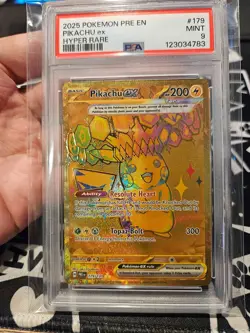 2025 POKEMON PRE EN-PRISMATIC EVOLUTIONS HYPER RARE #179 PIKACHU EX PSA 9 #179 - Image 1