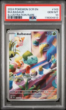 2024 Pokemon Stellar Crown #143 Bulbasaur Illustration Rare PSA 10 GEM MINT - Image 1