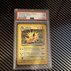 Pokemon TCG 1999 Jungle Jolteon 4/64 No Symbol Error Holo Rare PSA 7 - Image 1