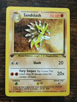 Pokemon Fossil 1st Edition Sandslash 41/62 Non Holo NM - Image 1