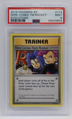 2016 Pokemon XY Evolutions #113 - PSA MINT 9 - HERE COMES TEAM ROCKET - Image 1