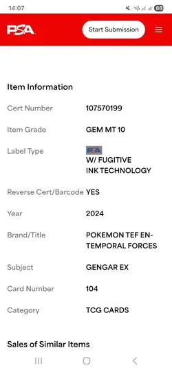 Pokemon TCG - Gengar EX 104/162 Temporal Forces - PSA 10 - Image 4