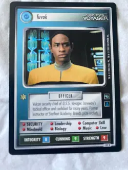Star Trek CCG 1E Voyager TUVOK Rare Card (LP) - Image 1