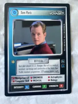 Star Trek CCG 1E Voyager TOM PARIS Rare Card (LP) - Image 1