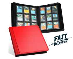 Blue and Carbon Red Toploader Binder Holds 288 Trading Cards 9 Pocket Zip Album - Image 2