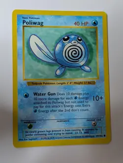 Poliwag 59/102 Common Base Set Shadowless Pokemon Lightly Played - Image 1