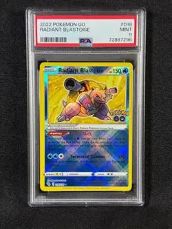 PSA 9 Radiant Blastoise Pokemon GO 2022 English #018 MINT TCG Rare Holo - Image 1