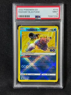 PSA 9 Radiant Blastoise Pokemon GO 2022 English #018 MINT TCG Rare Holo - Image 3