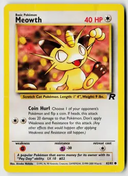 Pokemon Team Rocket #62/82 Meowth Damaged - Image 1