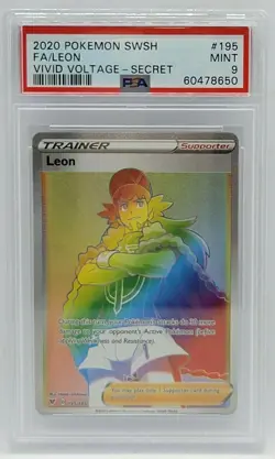 2020 Pokemon Vivid Voltage #195 - PSA MINT 9 - Full Art - Secret - LEON - Image 1