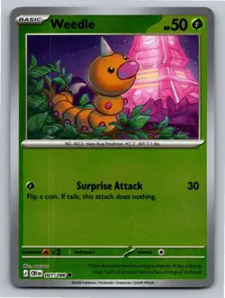 Weedle 001/086 Common Chaos Rising Pokemon Reverse Holo Near Mint - Image 1