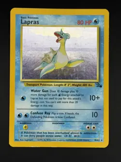 Lapras 10/62 - Vintage Pokemon Fossil Set - Holo Unlimited - LP - Image 1