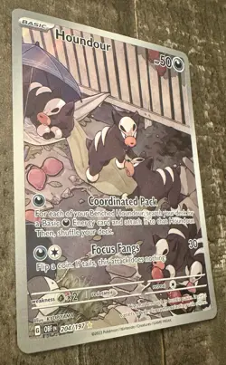 Houndour Illustration Rare 204/197 Obsidian Flames Pokemon NM Pack Fresh - Image 5