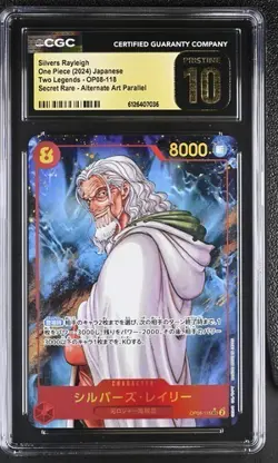 CGC 10 Pristine One Piece Silvers Rayleigh OP08-118 Two Legends Foil SEC Alt Art - Image 1