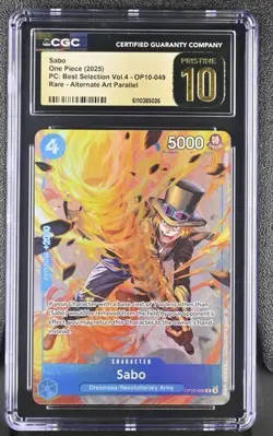 ✨ CGC 10 Pristine ENGLISH One Piece Sabo OP10-049 Best Vol. 4 Alt Art Parallel - Image 1