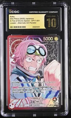 ✨✨ CGC 10 Pristine One Piece Koby OP11-001 L Alt Art L/P Jpn Fist of Divine - Image 1