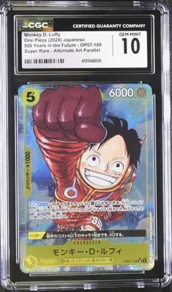 CGC 10 ONE PIECE Monkey D. Luffy OP07-109 SR Alt Art 500 Years Future - Image 1