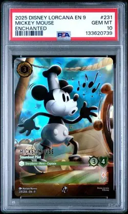2025 DISNEY LORCANA EN 9-FABLED ENCHANTED MICKEY MOUSE - STEAMBOAT PILOT PSA 10 - Image 1