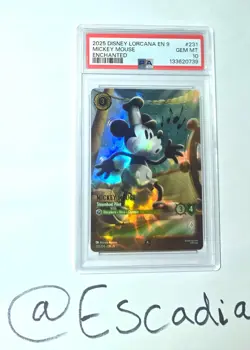 2025 DISNEY LORCANA EN 9-FABLED ENCHANTED MICKEY MOUSE - STEAMBOAT PILOT PSA 10 - Image 3