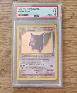 1999 Pokemon Fossil Gengar 5/62 PSA 5 Holo Rare Excellent Condition WOTC Vintage - Image 1