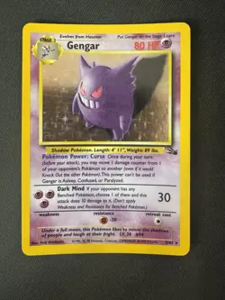 Pokemon TCG 1999 Fossil Gengar Holo Rare Card 5/62 LP Condition - Image 1