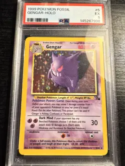 Pokemon Gengar Holo Rare 1999 Fossil Unlimited #5/62 EX PSA 5 - Image 1