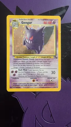 Pokemon Gengar TCG Fossil Holo Card 5/62 Unlimited Holo Rare (1999) - Image 1