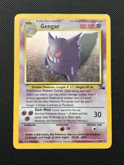 Pokemon TCG Gengar 5/62 Fossil Holo Rare Card 1999 MP - Image 1